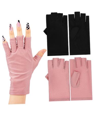 PAMINGONO 2 Pairs UV Gloves Manicure Gloves Nail Gloves Nail Art Accessory UV Rays Gloves Gel Nail Gloves UV Nail Gloves Fingerless Gloves Nail Art Supplies Nail