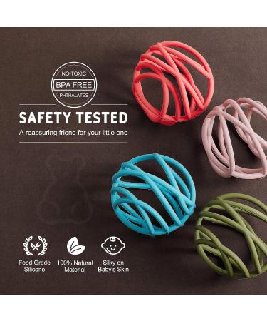 Baby Sensory Teether Ball - Grasping Activity Toy for 3-12M Boys and Girls | BPA-Free Silicone Chew Toy for Teething Relief - Buy Online on GoSupps.com