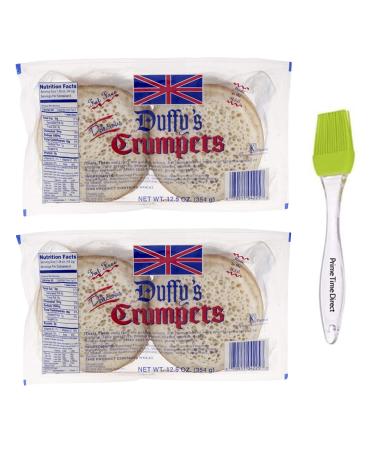 Duffy's Crumpets, 12.5 oz (Pack of 2) Bundle with a PrimeTime Direct Silicone Basting Brush in a PTD Sealed Bag