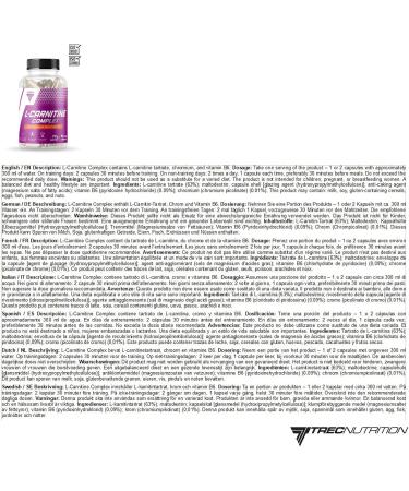 Trec Nutrition L-Carnitine Complex 90 Capsules / 45 Servings + Vit. B6 + Chromium - Burn Fat For Energy - Fat Reducer - Buy Online on GoSupps.com