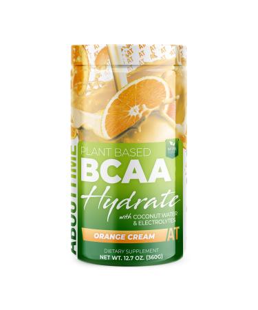 About Time Plant Based BCAA Hydrate Clear with L-Glutamine & Electrolytes (Non-GMO Gluten Free Monk Fruit) - Orange Cream 20 Servings
