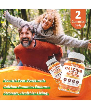 Calcium Gummies with Turmeric for Women & Men - Calcium 1200mg with Vitamin D3 K2 B12 5000 IU & Zinc Suger-Free Calcium Supplement for Bone Muscle Strength & Immune Support - Vegan(120 Count) 60 Count (Pack of 2) - Buy Online on GoSupps.com