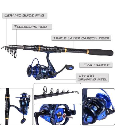 TROUTBOY 2.7M Fishing Rod and Reel Combo Kit | Carbon Fiber Telescopic Pole for Saltwater and Freshwater Fishing - Buy Online on GoSupps.com