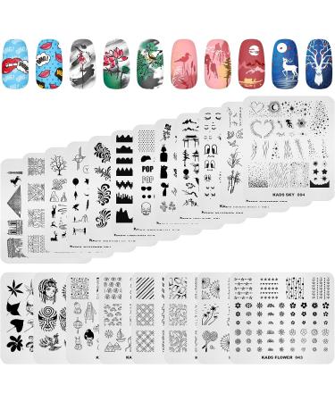 KADS Nail Stamp Plates Set - 20Pcs Leaves Flowers Animal Chinese Style Nail Art Stamping Templates - Buy Online on GoSupps.com