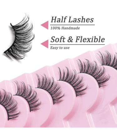 Strip Lashes False Lashes Half Lash Style Natural Look Clear Band Light Weight Wispy Faux Mink Russian Strip Lashes D Curl 3D Crisscross Multi-Layers False Eyelashes - Buy Online on GoSupps.com