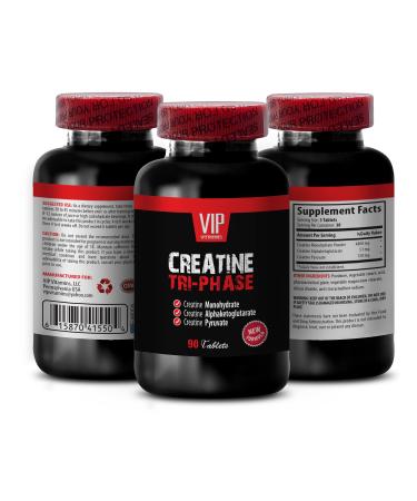 Bodybuilding Supplements for Men - CREATINE TRI-Phase - CREATINE 3X - creatine monohydrate Pills for Muscle gain - creatine unflavored - creatine hcl Pills - Muscle Recovery Supplements 1 Bot 90 Tabs