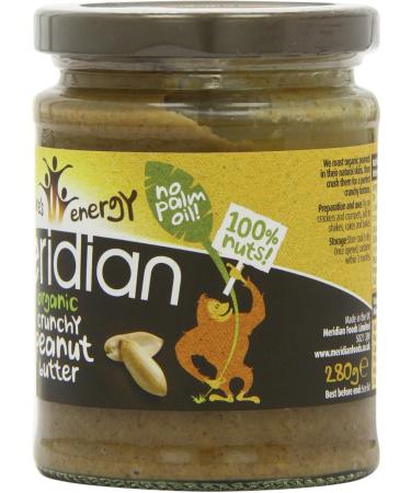 MERIDIAN FOODS - No GM Soya Organic Peanut Butter Crunchy 100% Nuts 280g - Buy Online on GoSupps.com