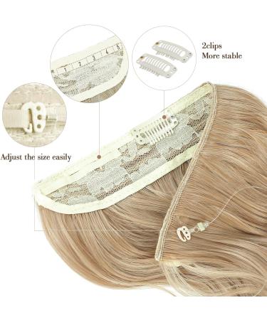 Adjustable 20 Honey Blonde Synthetic Curly Hair Extensions with Removable Clips - Women's One Piece Invisible Hair Piece - Buy Online on GoSupps.com