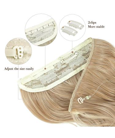 Invisible Wire Long Wavy Hair Extensions | Adjustable 20 Inch Light Ash Brown with Blonde Highlights | Secret Synthetic Hairpieces for Women - Buy Online on GoSupps.com
