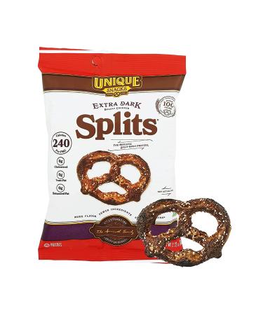 Unique Snacks Extra Dark Splits Pretzels Delicious Vegan Homestyle Baked Certified - Pack of 24