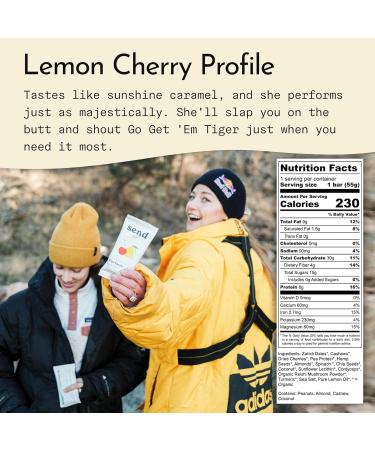 Send Bars Plant Protein Bars with Greens - Lemon Cherry (8 Bars) | Boost Focus & Stress Tolerance with Organic Ingredients - Buy Online on GoSupps.com