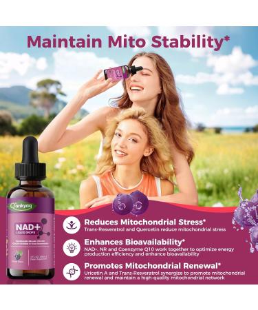 Q'ankyaq NAD Plus Liquid Supplement for Women NAD 1000mg Drops with NR & Trans-Resveratrol Aging Support* Vitality Support & Mitochondrial Health* Vegan Sugar Free 2 Fl Oz - Buy Online on GoSupps.com