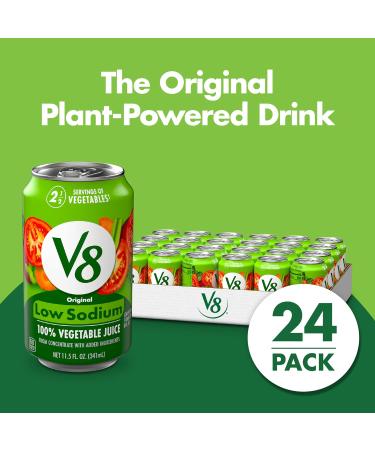 V8 100 Vegetable Juice Original Low Sodium 5.5 Ounce (Pack of 24) Original Low Sodium 5.5 oz Can 24 Pack