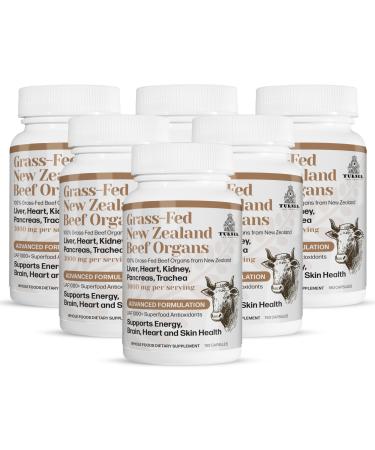 TURNER New Zealand 100% Live-Grass-Fed Beef Organs Complex Supports Whole Body Wellness and Energy with a Powerful Blend of Liver Heart Kidney Pancreas & Trachea Non-GMO 3000mg 1080 Capsules
