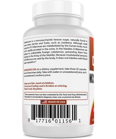 Naturals D-Mannose Capsules 1500mg - Urinary Tract Cleanse - 120 Count - Buy Online on GoSupps.com
