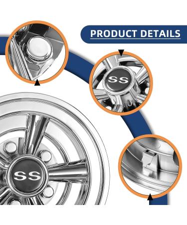 NOKINS Golf Cart SS Wheel Covers Hub Caps - Set of 4, 8 inch, Chrome - Silver | Universal Fit for Most Golf Carts - Buy Online on GoSupps.com