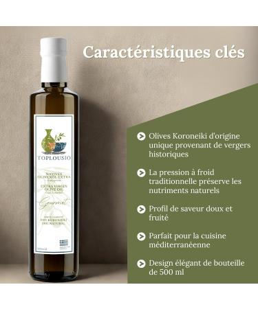  TOPLOUSIO TOPLOUSIO Extra Virgin Olive Oil 500 ml | 100% Koroneiki from Greece | Cold-pressed within 24 hours | Mild & Fruity Taste | From - Buy Online on GoSupps.com