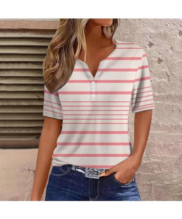 biJerou Women's Casual Striped Button Down T-Shirt - Short Sleeve White Patchwork - Plus Size XXL - Buy Online on GoSupps.com