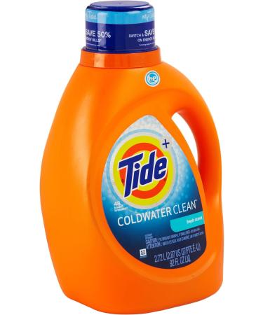 Buy Tide High Efficiency Liquid Laundry Detergent - Coldwater Clean Fresh Scent | 48 Loads 92 Fl Oz - International Shipping Available - Buy Online on GoSupps.com