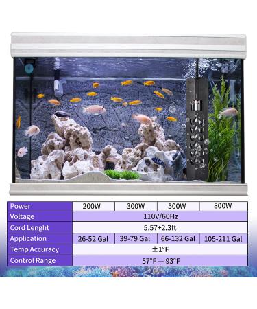 Woliver 500W Aquarium Heater - Fast Heating Submersible Fish Tank Heater with LED Controller for 66-132 Gallon Marine and Freshwater Tanks - Buy Online on GoSupps.com