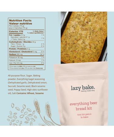 Lazy Bake Everything Beer Bread Mix. Easy to Make Vegan Baking Mix with the Great Taste of Everything Bagel Seasoning. Make Delicious Fresh Baked Bread at Home. Made in Canada. 442g (Pack of 1) - Buy Online on GoSupps.com