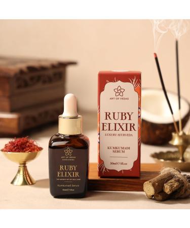 Ruby Elixir - Kumkumadi Serum 30ML - Ayurvedic Face Oil with Saffron for Anti-Aging and Radiant Skin Hydrating Vegan Serum Kumkumadi Oil for Skincare Ideal for Daily Use - Buy Online on GoSupps.com