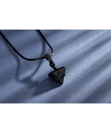 Natural Black Obsidian Healing Crystal Pointed Pendant Necklace | Adjustable Rope | Reiki Quartz Jewelry for Men and Women - Buy Online on GoSupps.com