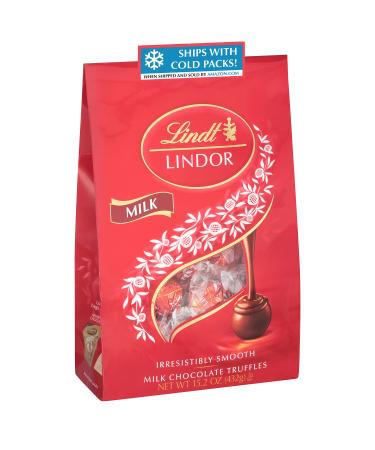Lindt LINDOR Milk Chocolate Candy Truffles, Milk Chocolate with Melting Truffle Center, 15.2 oz. Bag Chocolate 15.2-oz