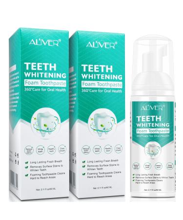 Foam Toothpaste 2PCS,Stain Removal Toothpaste for Sensitive Teeth, Snow Teeth foaming Whitening,Baking Soda Spearmint Whitening Mousse Mouth Wash Water for Travel Friendly