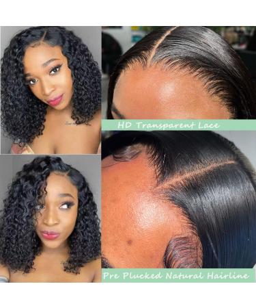 Shushimei 13x4 HD Lace Front Bob Wig Human Hair | Pre Plucked Short Water Wave Wig for Black Women | Natural Black Color 12 Inch 180% Density - Buy Online on GoSupps.com