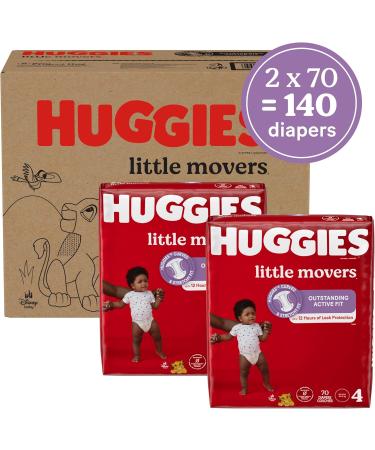 Diapers Size 4 - Huggies Little Movers Disposable Baby Diapers 140ct One Month Supply Size 4 (140 Count) - Buy Online on GoSupps.com