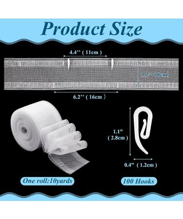 Transparent Wave Pleat Tape for Curtains - 10 Yards/100 Hooks Drapery Tape - Buy Online on GoSupps.com