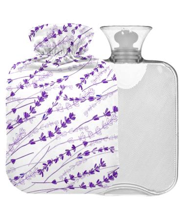 Naanle hot water bottle with cover lavender flower transparent hot water bottle 2l large hot hot water bottle for menstrual cramps pain relief handfoots heat and cold therapy