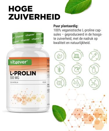 VitamineVersand 24 LProline 365 capsules Highly dosed with 1000mg per daily portion Pure amino acid obtained through fermentation No additives vegan - Buy Online on GoSupps.com
