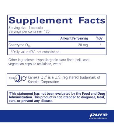 Pure Encapsulations CoQ10 30 mg | Energy & Antioxidant Supplement | Supports Brain & Cardiovascular Health | 120 Capsules - Buy Online on GoSupps.com