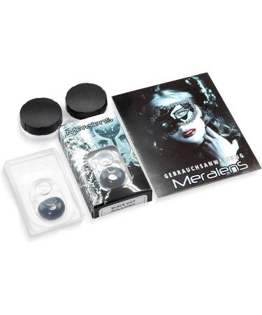 Buy Meralens Crazy Black Out Colored Contact Lenses - Top Quality Annual Lens for Carnival Halloween & Fun - 0.0 Diopters 14.00mm Diameter - Buy Online on GoSupps.com