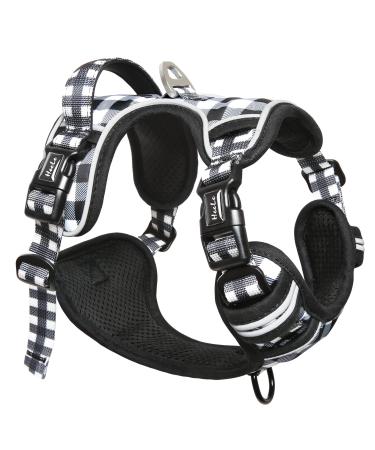 Heele dog harness without train breast dishes for large dog adjustable reflective dog dishes breathable dog harness with padded handle no-pull dog harness black and white l l-breast size: 43-86cm black and white