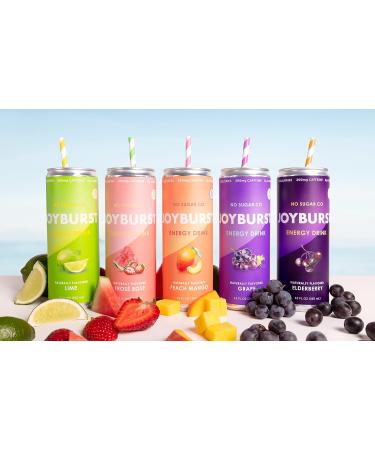 No Sugar Joyburst Energy Drink - 0 Calorie 0 Sugar Low carb drink Sugar Free Energy Drink with Natural Caffeine Hint of Sweetness and Refreshing Sparkling Water (12 count Grape) Grape 355 ml (Pack of 12) - Buy Online on GoSupps.com