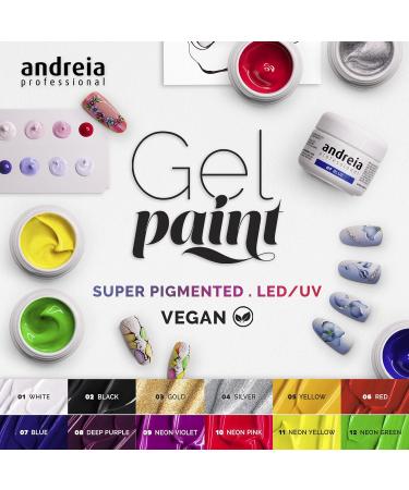  Andreia Andreia Professional Gel Nail Art Paint Pots - Highly pigmented intense color - No drips high viscosity - Vegan - 4g - 09 Fluorescent Purple - Buy Online on GoSupps.com