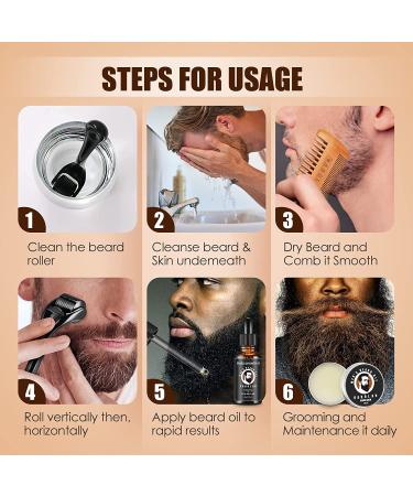 Beard Growth Kit - Derma Roller, Oil, Balm, Comb, Ebook, Bag - Men's Beard Grooming Set - Buy Online on GoSupps.com