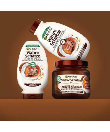 True Treasures 1-Minute Hair Treatment - Nourishing Coconut Milk & Macadamia Oil for Dry Hair | Vegan Formula | 340ml - Buy Online on GoSupps.com