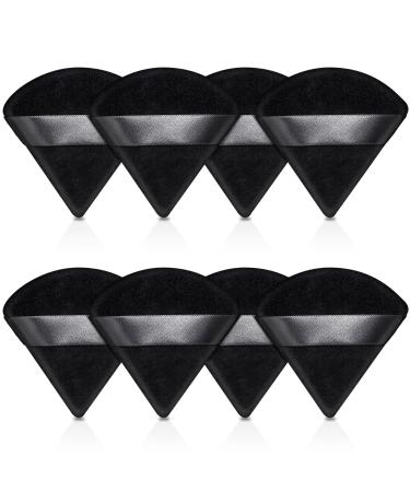 8PCS Velvet Triangle Powder Puff, Triangle Wedge Soft Makeup Setting Powder Puff for Face Exquisite Makeup Eyes Contouring, for Loose Mineral Body Powde Velvet Cosmetic Foundation Makeup Tool- Black