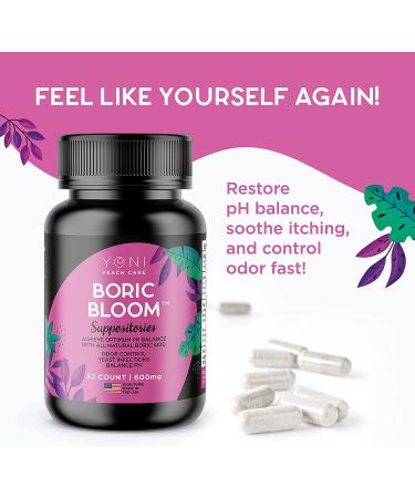 Boric Acid Suppositories - Vaginal pH Balance & BV Yeast Infection Support - 30 Count, Made in USA - Buy Online on GoSupps.com