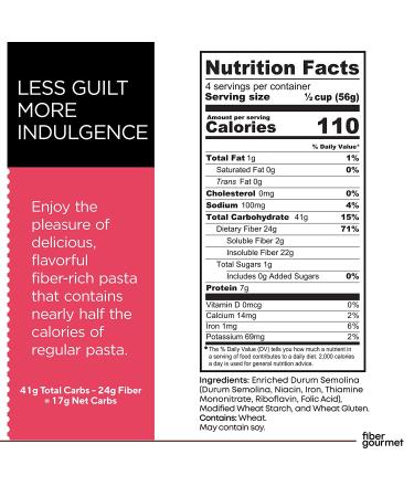Fiber Gourmet Pasta Variety Pack - Spaghetti, Rotini, Penne, Elbows - Low Calorie & Fiber-Rich - Made in Italy - Non-GMO, Kosher, Vegan - 8oz Box x4 - Buy Online on GoSupps.com