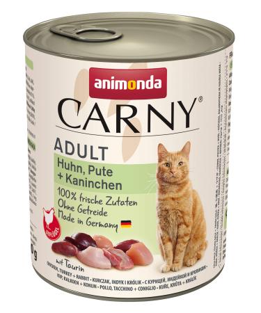 Animonda carny adult cat food wet food for adult cats chicken turkey + rabbits 6 x 800 g chicken turkey + rabbits 1 piece (6 Pack)