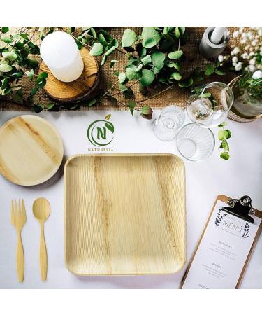 Naturelia 100% Compostable 10-Inch Palm Leaf Disposable Deep Plates Square- Eco-Friendly Biodegradable and Microwave-Safe Palm Leaf Dinnerware for All Occasions - Buy Online on GoSupps.com