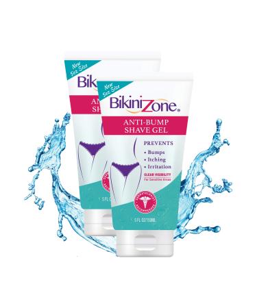 Bikini Zone Anti-Bumps Shave Gel - Close Shave w/ No Bumps, Irritation, or Ingrown Hairs - Dermatologist Recommended - Clear Full Body Shaving Cream (5 oz, Pack of 2) 5 Fl Oz (Pack of 2)