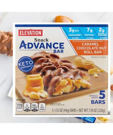 Elevation Caramel Chocolate Nut Roll Bar Snack Advance Bar Keto Support 7.76oz 220g (Two Boxes) - Buy Online on GoSupps.com