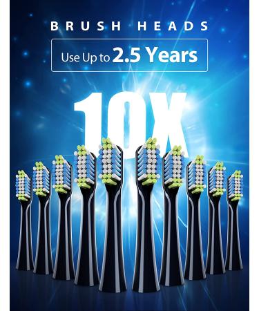 Portable Electric Toothbrush for Adults & Kids - Sonic Technology, 10 Replacement Bristle Heads Included (Black) - Buy Online on GoSupps.com