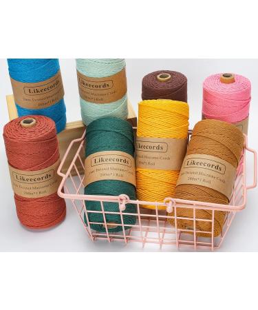 2mm x 219yd Macrame Cord - Natural White Cotton Twine String for DIY Knitting & Plant Hangers - Rustic Craft String for Christmas Wedding Decor - Buy Online on GoSupps.com